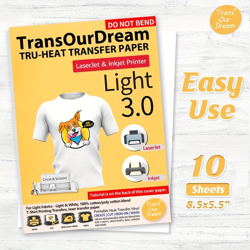 Iron On Heat Transfer Paper For Light T Shirts, Printable Htv Heat Transfer  Vinyl For Inkjet & Laserjet Printer Iron On Transfers - Temu Romania